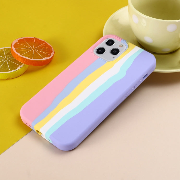 Rainbow Liquid Silicone Shockproof Full Coverage Protective Case, For iPhone 12 Pro Max, For iPhone 12 mini, For iPhone 12 / 12 Pro, For iPhone 7 Plus / 8 Plus, For iPhone SE 2022 / SE 2020 / 8 / 7, For iPhone XR, For iPhone XS / X, For iPhone XS Max