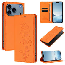 Load image into Gallery viewer, Cute Cats Embossed Magnetic RFID Vegan Leather Phone Case, For iPhone 17e / 16e, For iPhone 17 Pro Max, For iPhone 17 Pro, For iPhone 17