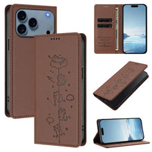 Load image into Gallery viewer, Cute Cats Embossed Magnetic RFID Vegan Leather Phone Case, For iPhone 17e / 16e, For iPhone 17 Pro Max, For iPhone 17 Pro, For iPhone 17