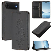 Load image into Gallery viewer, Cute Cats Embossed Magnetic RFID Vegan Leather Phone Case, For iPhone Air, For iPhone 16 Pro Max, For iPhone 16 Pro, For iPhone 16 Plus