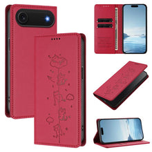 Load image into Gallery viewer, Cute Cats Embossed Magnetic RFID Vegan Leather Phone Case, For iPhone Air, For iPhone 16 Pro Max, For iPhone 16 Pro, For iPhone 16 Plus