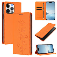 Load image into Gallery viewer, Cute Cats Embossed Magnetic RFID Vegan Leather Phone Case, For iPhone Air, For iPhone 16 Pro Max, For iPhone 16 Pro, For iPhone 16 Plus