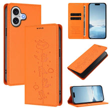 Load image into Gallery viewer, Cute Cats Embossed Magnetic RFID Vegan Leather Phone Case, For iPhone 16, For iPhone 15 Pro Max, For iPhone 15 Pro, For iPhone 15 Plus
