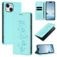 Load image into Gallery viewer, Cute Cats Embossed Magnetic RFID Vegan Leather Phone Case, For iPhone 16, For iPhone 15 Pro Max, For iPhone 15 Pro, For iPhone 15 Plus