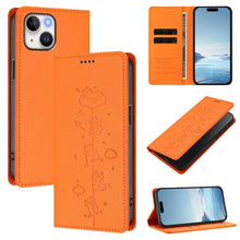 Load image into Gallery viewer, Cute Cats Embossed Magnetic RFID Vegan Leather Phone Case, For iPhone 16, For iPhone 15 Pro Max, For iPhone 15 Pro, For iPhone 15 Plus