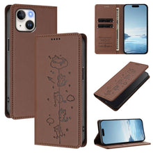 Load image into Gallery viewer, Cute Cats Embossed Magnetic RFID Vegan Leather Phone Case, For iPhone 16, For iPhone 15 Pro Max, For iPhone 15 Pro, For iPhone 15 Plus