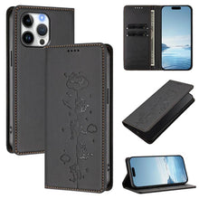 Load image into Gallery viewer, Cute Cats Embossed Magnetic RFID Vegan Leather Phone Case, For iPhone 14 Pro Max, For iPhone 13 Pro Max, For iPhone 13 Pro, For iPhone 12 Pro Max