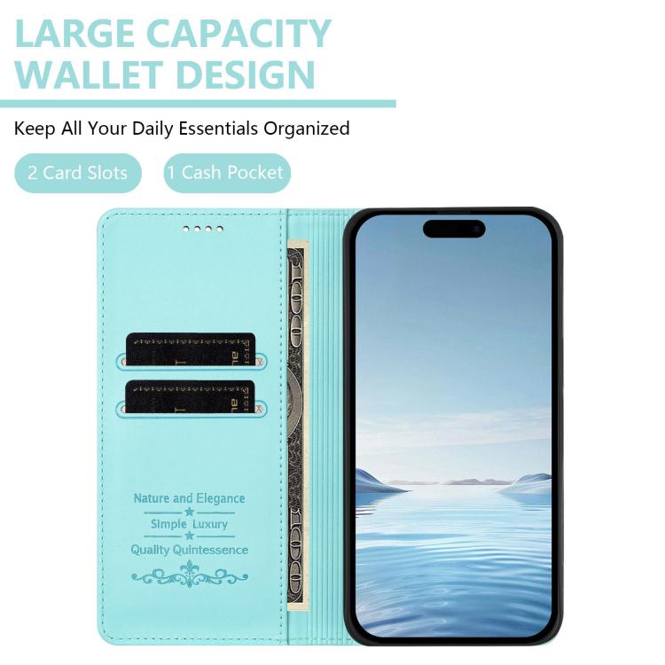 Cute Cats Embossed Magnetic RFID Vegan Leather Phone Case, For iPhone 17e / 16e, For iPhone 17 Pro Max, For iPhone 17 Pro, For iPhone 17