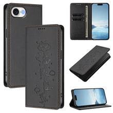 Load image into Gallery viewer, Cute Cats Embossed Magnetic RFID Vegan Leather Phone Case, For iPhone 17e / 16e, For iPhone 17 Pro Max, For iPhone 17 Pro, For iPhone 17