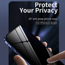 Load image into Gallery viewer, Double Sides Tempered Glass Magnetic Adsorption Metal Frame Anti-peep Screen Case, For iPhone 12 Pro Max, For iPhone 12 / 12 Pro, For iPhone 12 mini
