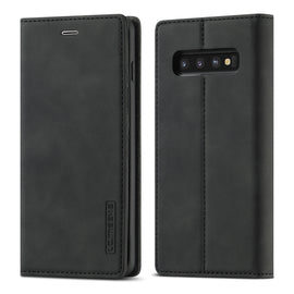 LC.IMEEKE Strong Magnetism Ultra-thin Horizontal Flip Shockproof Matte TPU + PU Leather Case with Holder & Card Slots & Wallet, For Samsung Galaxy S10+