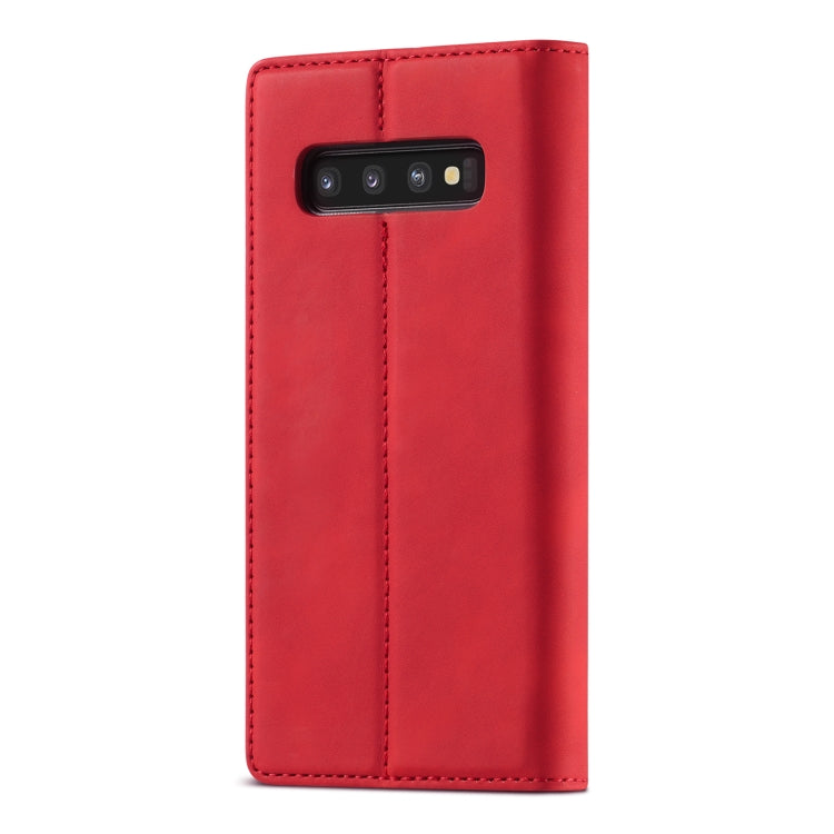 LC.IMEEKE Strong Magnetism Ultra-thin Horizontal Flip Shockproof Matte TPU + PU Leather Case with Holder & Card Slots & Wallet, For Samsung Galaxy S10+