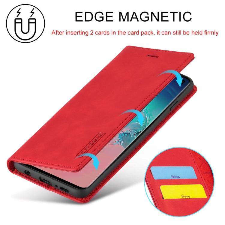 LC.IMEEKE Strong Magnetism Ultra-thin Horizontal Flip Shockproof Matte TPU + PU Leather Case with Holder & Card Slots & Wallet, For Samsung Galaxy S10+
