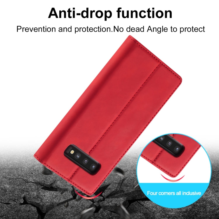 LC.IMEEKE Strong Magnetism Ultra-thin Horizontal Flip Shockproof Matte TPU + PU Leather Case with Holder & Card Slots & Wallet, For Samsung Galaxy S10+