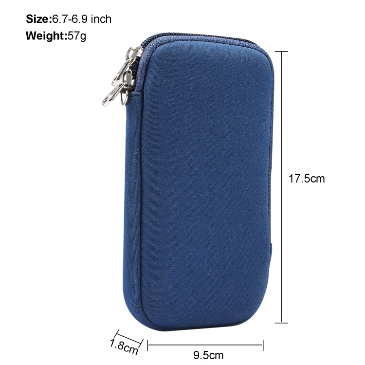 Universal Elasticity Zipper Protective Case Storage Bag with Lanyard For iPhone 12 Pro Max / 6.7-6.9 inch Smart Phones, For iPhone 12 Pro Max