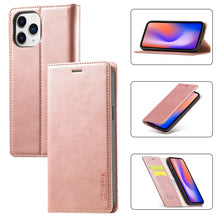 Load image into Gallery viewer, LC.IMEEKE Strong Magnetism Ultra-thin Horizontal Flip Shockproof Matte TPU + PU Leather Case with Holder &amp; Card Slots &amp; Wallet, For iPhone 12 mini, For iPhone 12 / 12 Pro, For iPhone 12 Pro Max, For iPhone XS / X, For iPhone 12 Pro, For iPhone XR      ...