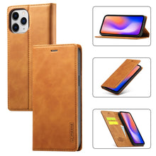 Load image into Gallery viewer, LC.IMEEKE Strong Magnetism Ultra-thin Horizontal Flip Shockproof Matte TPU + PU Leather Case with Holder &amp; Card Slots &amp; Wallet, For iPhone 12 mini, For iPhone 12 / 12 Pro, For iPhone 12 Pro Max, For iPhone 12 Pro, For iPhone XS / X, For iPhone XR      ...