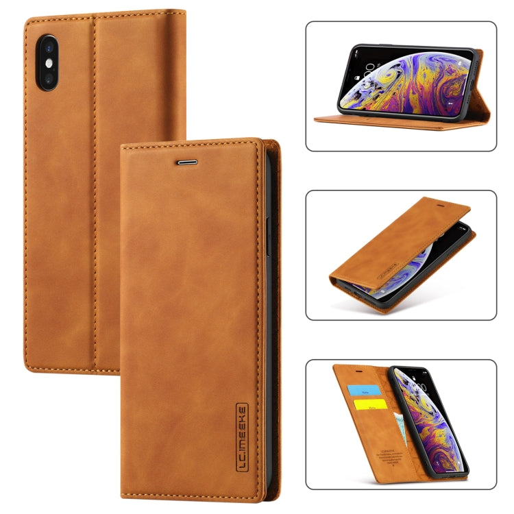 LC.IMEEKE Strong Magnetism Ultra-thin Horizontal Flip Shockproof Matte TPU + PU Leather Case with Holder & Card Slots & Wallet, For iPhone 12 mini, For iPhone 12 / 12 Pro, For iPhone 12 Pro Max, For iPhone 12 Pro, For iPhone XS / X, For iPhone XR      ...
