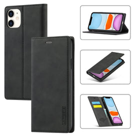LC.IMEEKE Strong Magnetism Ultra-thin Horizontal Flip Shockproof Matte TPU + PU Leather Case with Holder & Card Slots & Wallet, For iPhone 11, For iPhone 11 Pro, For iPhone 11 Pro Max, For iPhone SE 2022 / SE 2020 / 8 / 7