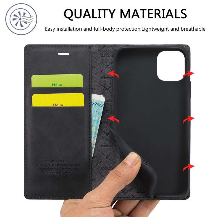 LC.IMEEKE Strong Magnetism Ultra-thin Horizontal Flip Shockproof Matte TPU + PU Leather Case with Holder & Card Slots & Wallet, For iPhone 11, For iPhone 11 Pro, For iPhone 11 Pro Max, For iPhone SE 2022 / SE 2020 / 8 / 7