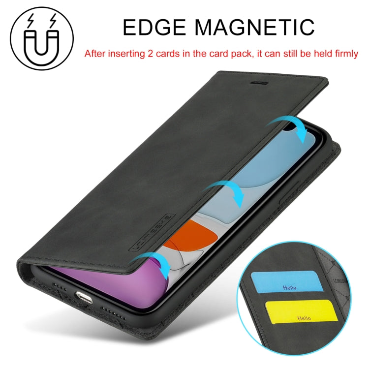 LC.IMEEKE Strong Magnetism Ultra-thin Horizontal Flip Shockproof Matte TPU + PU Leather Case with Holder & Card Slots & Wallet, For iPhone 11, For iPhone 11 Pro, For iPhone 11 Pro Max, For iPhone SE 2022 / SE 2020 / 8 / 7