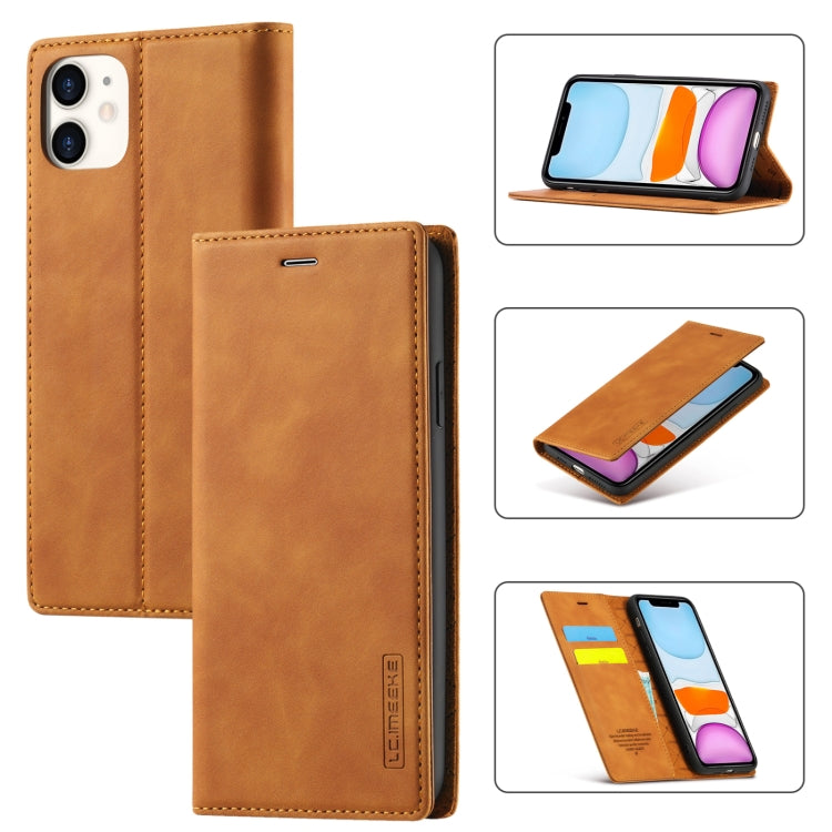 LC.IMEEKE Strong Magnetism Ultra-thin Horizontal Flip Shockproof Matte TPU + PU Leather Case with Holder & Card Slots & Wallet, For iPhone 11, For iPhone 11 Pro, For iPhone 11 Pro Max, For iPhone SE 2022 / SE 2020 / 8 / 7