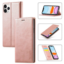 Load image into Gallery viewer, LC.IMEEKE Strong Magnetism Ultra-thin Horizontal Flip Shockproof Matte TPU + PU Leather Case with Holder &amp; Card Slots &amp; Wallet, For iPhone 11, For iPhone 11 Pro, For iPhone 11 Pro Max, For iPhone SE 2022 / SE 2020 / 8 / 7