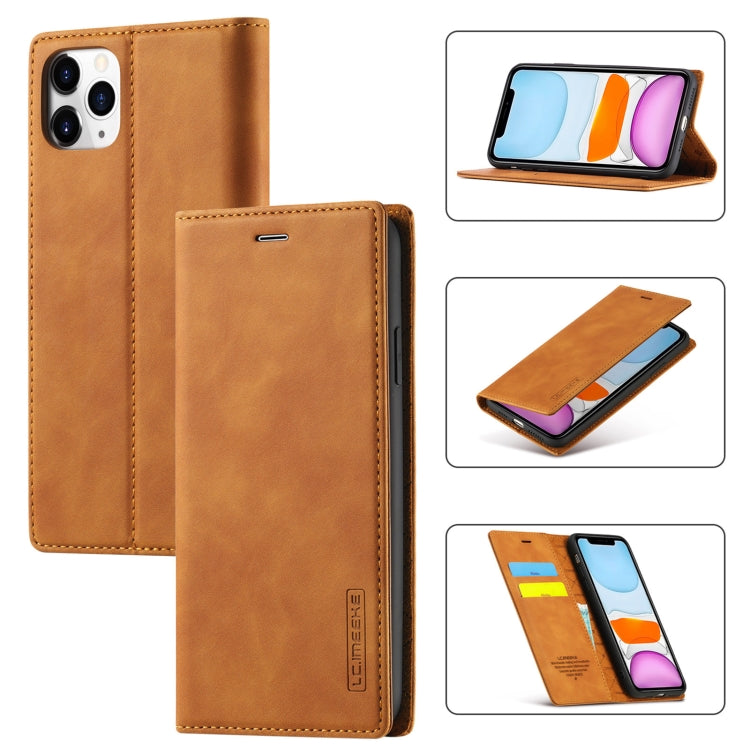 LC.IMEEKE Strong Magnetism Ultra-thin Horizontal Flip Shockproof Matte TPU + PU Leather Case with Holder & Card Slots & Wallet, For iPhone 11, For iPhone 11 Pro, For iPhone 11 Pro Max, For iPhone SE 2022 / SE 2020 / 8 / 7