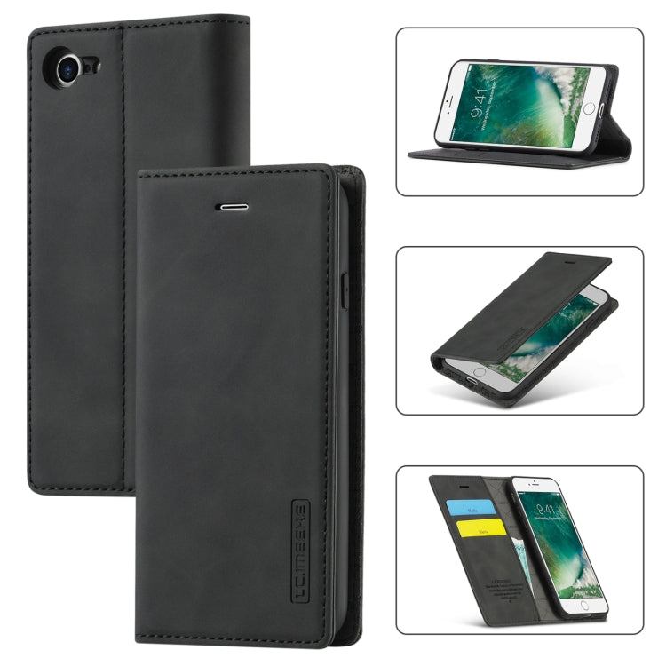 LC.IMEEKE Strong Magnetism Ultra-thin Horizontal Flip Shockproof Matte TPU + PU Leather Case with Holder & Card Slots & Wallet, For iPhone 11, For iPhone 11 Pro, For iPhone 11 Pro Max, For iPhone SE 2022 / SE 2020 / 8 / 7