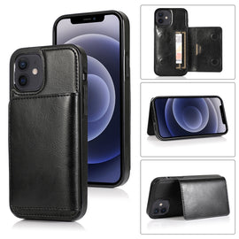 Shockproof PU + TPU Protective Case with Card Slots & Holder, For iPhone 12 mini, For iPhone 12 / 12 Pro, For iPhone 12 Pro Max