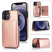 Load image into Gallery viewer, Shockproof PU + TPU Protective Case with Card Slots &amp; Holder, For iPhone 12 mini, For iPhone 12 / 12 Pro, For iPhone 12 Pro Max
