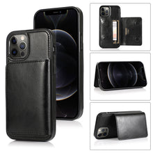 Load image into Gallery viewer, Shockproof PU + TPU Protective Case with Card Slots &amp; Holder, For iPhone 12 mini, For iPhone 12 / 12 Pro, For iPhone 12 Pro Max