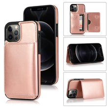 Load image into Gallery viewer, Shockproof PU + TPU Protective Case with Card Slots &amp; Holder, For iPhone 12 mini, For iPhone 12 / 12 Pro, For iPhone 12 Pro Max