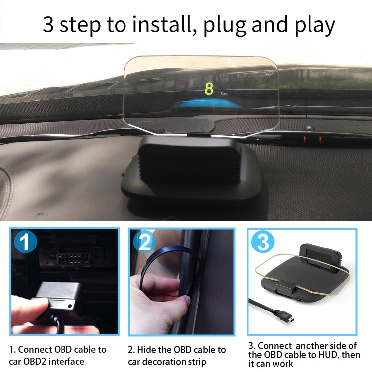 C1 OBD2 + GPS Mode Car HUD Head-up Display Compass / Speed / Water Temperature / Voltage Display / Speed Alarm / Fault Alarm, C1 Without Navigation Function