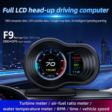 Load image into Gallery viewer, F9 OBD2 + GPS Mode Car HUD Head-up Display Speed / Water Temperature / Voltage Display, F9 OBD2 GPS