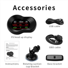 Load image into Gallery viewer, F9 OBD2 + GPS Mode Car HUD Head-up Display Speed / Water Temperature / Voltage Display, F9 OBD2 GPS