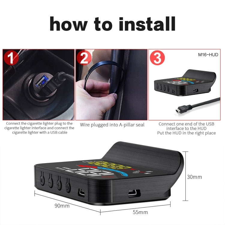 M16 Car HUD Head-up Display GPS Speed Meter Speed / Voltage, M16