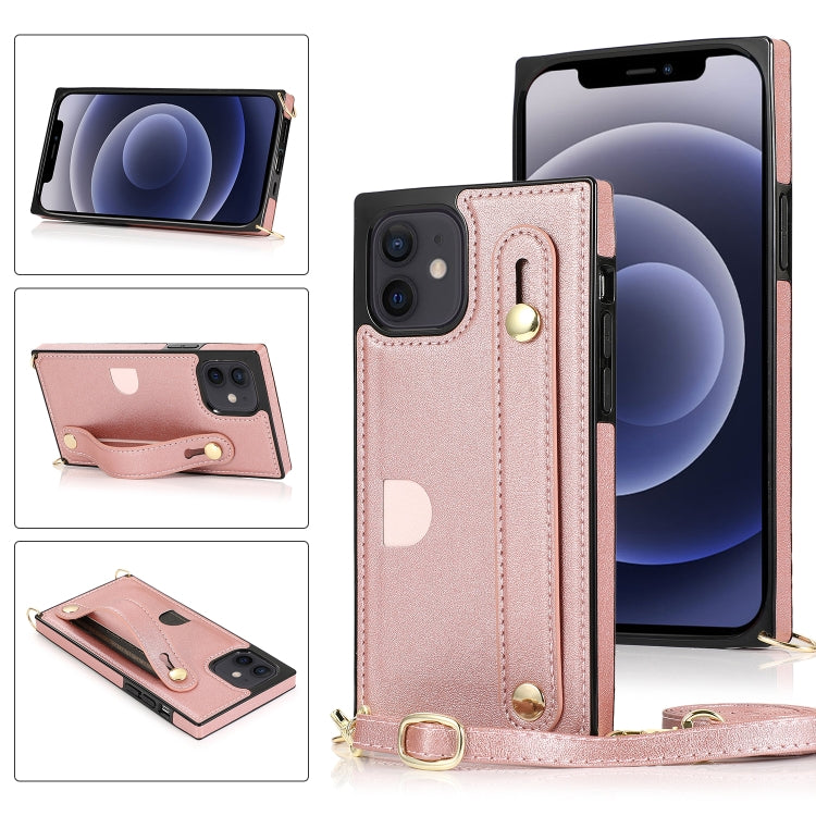 PU+TPU Shockproof Protective Case with Crossbody Lanyard & Holder & Card Slot & Wrist Strap, For iPhone 12 mini, For iPhone 12 / 12 Pro, For iPhone 12 Pro Max