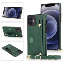 Load image into Gallery viewer, PU+TPU Shockproof Protective Case with Crossbody Lanyard &amp; Holder &amp; Card Slot &amp; Wrist Strap, For iPhone 12 mini, For iPhone 12 / 12 Pro, For iPhone 12 Pro Max