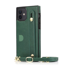 PU+TPU Shockproof Protective Case with Crossbody Lanyard & Holder & Card Slot & Wrist Strap, For iPhone 12 mini, For iPhone 12 / 12 Pro, For iPhone 12 Pro Max