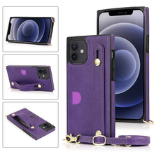 Load image into Gallery viewer, PU+TPU Shockproof Protective Case with Crossbody Lanyard &amp; Holder &amp; Card Slot &amp; Wrist Strap, For iPhone 12 mini, For iPhone 12 / 12 Pro, For iPhone 12 Pro Max