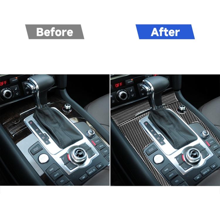 2 in 1 Car Carbon Fiber Gear Panel + Cigarette Lighter Decorative Sticker for Audi Q7 2008-2015, Gear Panel + Cigarette Lighter