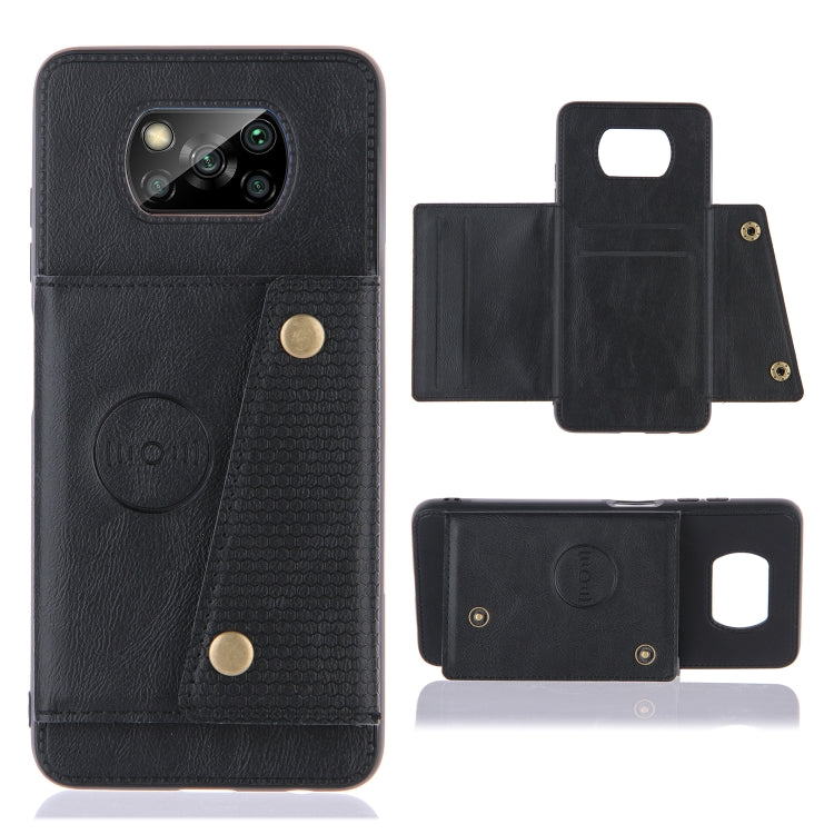 Double Buckle PU + TPU Shockproof Magnetic Protective Case with Card Slots & Holder, For OnePlus 8T, For Xiaomi Poco X3