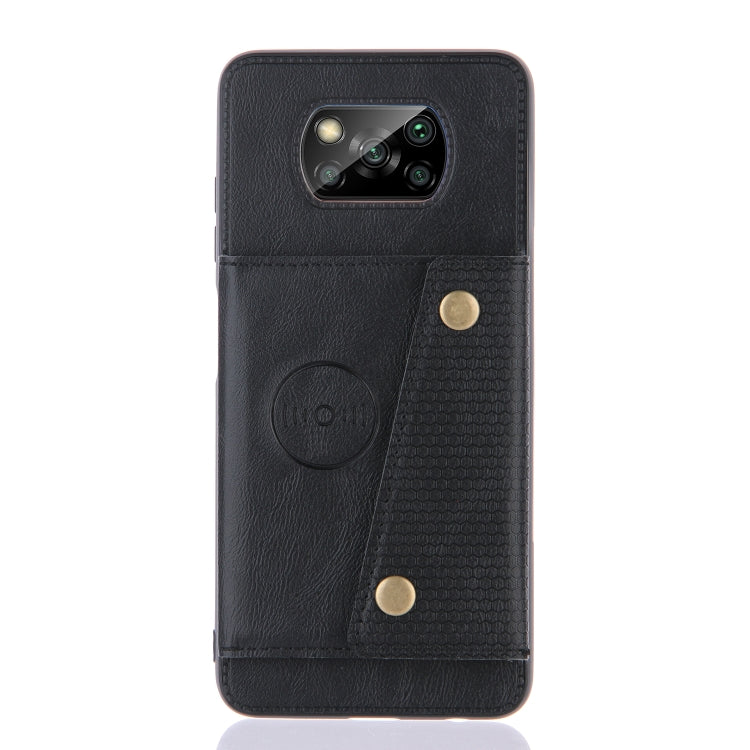 Double Buckle PU + TPU Shockproof Magnetic Protective Case with Card Slots & Holder, For Xiaomi Poco X3