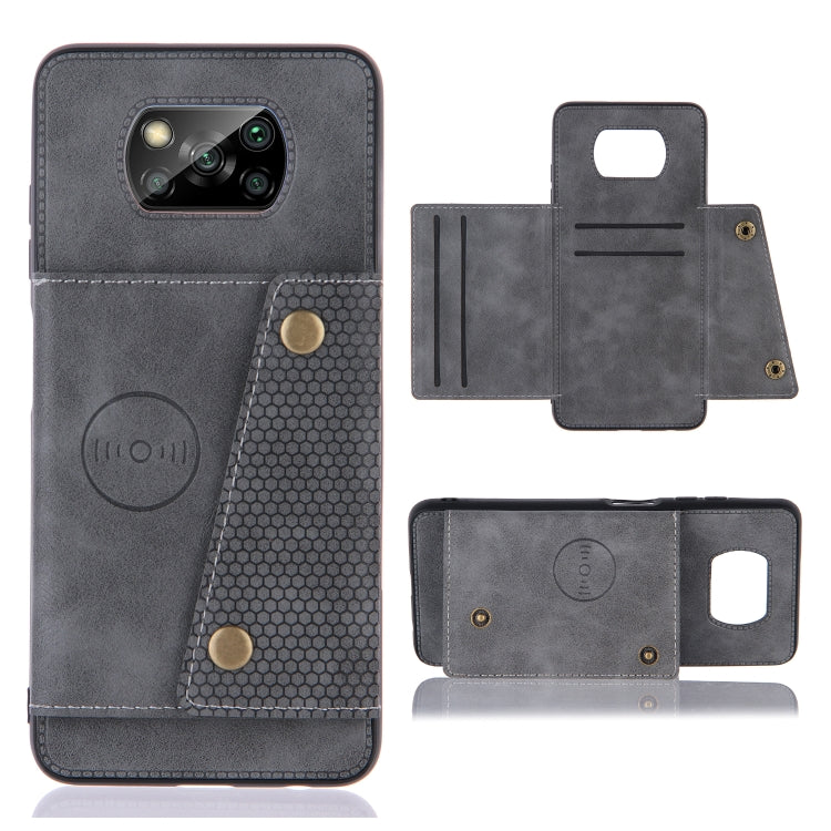 Double Buckle PU + TPU Shockproof Magnetic Protective Case with Card Slots & Holder, For OnePlus 8T, For Xiaomi Poco X3