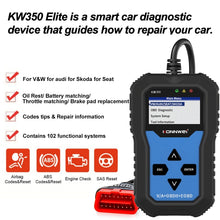 Load image into Gallery viewer, KONNWEI KW350 OBDII 12V Car Diagnostics Detector Scanner with 2 inch Black And White Display Screen V007 for Audi / Volkswagen, KW350