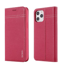 Load image into Gallery viewer, GEBEI Top-grain Leather Horizontal Flip Protective Case with Holder &amp; Card Slots, For iPhone 12 mini, For iPhone 12 / 12 Pro, For iPhone 12 Pro Max