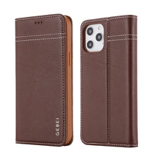 Load image into Gallery viewer, GEBEI Top-grain Leather Horizontal Flip Protective Case with Holder &amp; Card Slots, For iPhone 12 mini, For iPhone 12 / 12 Pro, For iPhone 12 Pro Max