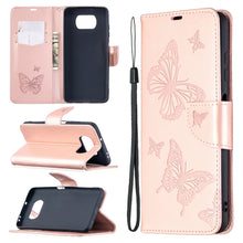 Load image into Gallery viewer, Two Butterflies Embossing Pattern Horizontal Flip Leather Case with Holder &amp; Card Slot &amp; Wallet &amp; Lanyard, For Xiaomi Mi 10T 5G, For Xiaomi Mi 10T Lite 5G, For Xiaomi Poco X3, For Nokia 2.4, For Nokia 3.4