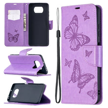 Load image into Gallery viewer, Two Butterflies Embossing Pattern Horizontal Flip Leather Case with Holder &amp; Card Slot &amp; Wallet &amp; Lanyard, For Xiaomi Mi 10T 5G, For Xiaomi Mi 10T Lite 5G, For Xiaomi Poco X3, For Nokia 2.4, For Nokia 3.4